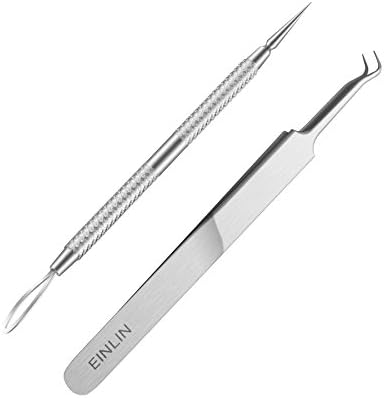 EINLIN Blackhead Removal Tweezer and Acne Extraction Tool with Case and Instructions