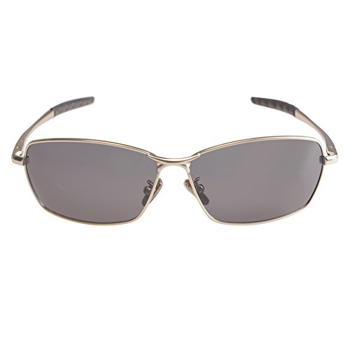 ZHILE 8-base Curve Wrap Metal Frame Polarized Oval Sunglasses for Men Driving Fishing (Silver frame Grey lens, 60)