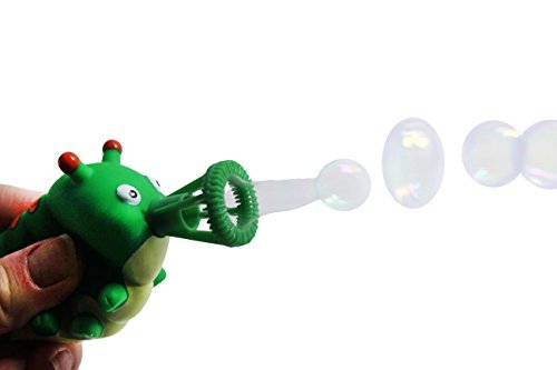 Animal Bubble Blower Toy - Dip and Squeeze - No Blowing Needed! (Green Caterpillar)