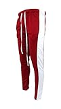 Henry & William Men's Wide Stripe Patter Accent Techno Track Pants W/Ankle Zipper