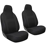Motorup America Auto Seat Cover 2pc Set Intergrated High Back Buckets - Fits Select Vehicles Car Truck Van SUV, Solid Black