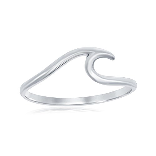 Beaux BijouxSterling Silver CZ Simulated Diamond Wave Ring | Silver Band Ring with Wave Design for Women
