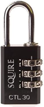 Squire Locks CTL30 Tough Lock Series Heavy Duty Recordable Combination Padlock with Solid Steel Shackles, Black by Squire Locks