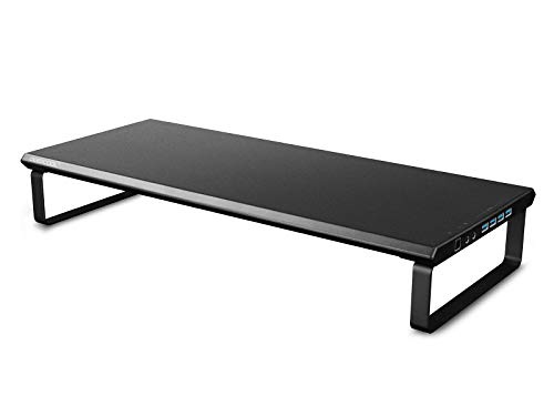 DEEPCOOL M-Desk F3 Monitor Riser Stand, Supports up to 55LB, Switch on/Off PC from The Stand, Four USB 3.0 Ports, Headphone/Microphone Extension Ports, Metal Panel and Frame Legs