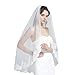 Wedding Bridal Veil with Comb 1 Tier Lace Applique Edge Fingertip Length 41