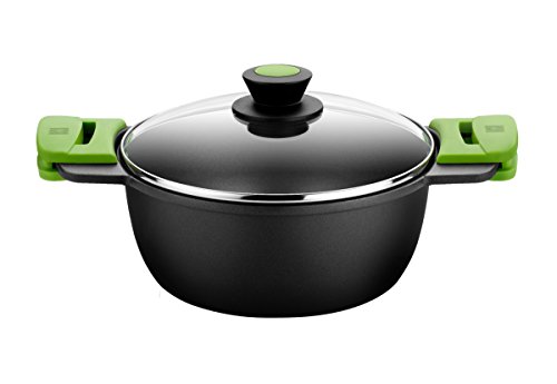 Prior | Faitout Haut 24 cm, Fonte D'Aluminium, avec Antiadhésif Innovations sans PFOA, avec Couvercle en Verre et Anses en Silicone Démontables, Tous Feux Dont Induction