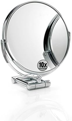 DWBA Round Cosmetic Table Makeup ADJ Magnifying Mirror. Chrome (10X Magnification)