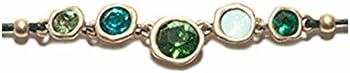 Amanda Blu Women's Antique Crescendo Necklace Emerald Ocean W/ Black Cord Gold Plated 16-18" L