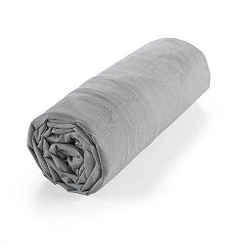 douceur dinterieur Fitted Sheet 180 x 200 cm 100% Organic Cotton Biolina Grey