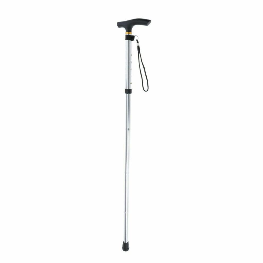 Aluminum Metal Walking Stick Easy Extendable Adjustable Folding Collapsible Lightweight Durable Walking Cane with Comfortable Grip For Men and Women Travel Cane (Silver)