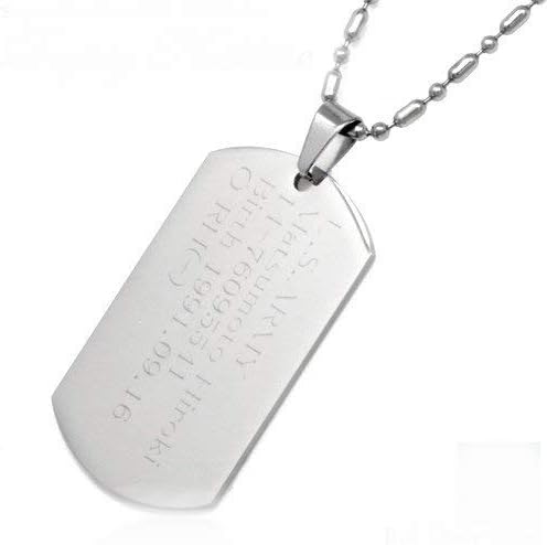 Amazon ドッグタグ ネックレス 刻印無料 サージカルステンレス ステンレス 名入れ 金属アレルギーに優しい ペアーアクセサリー 迷子札 ネームプレート シルバー カラー レディース メンズ 男性 女性 ラッピング 包装 袋 誕生日 プレゼント 可愛い おしゃれ 記念