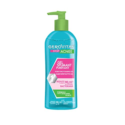 Gerovital Stop Acne Purifying Facial Cleansing Gel for Oily and Acne Skin, Control of Sebum and Antibacterial Action, Non-Drying, Gentle and Effective Cleansing, 150 ml