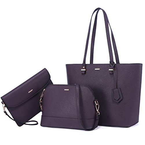Handbags for Women Fashion Tote Satchel Shoulder Bag 3pcs Purse