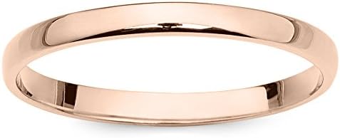 10k Rose Gold 2mm Light Comfort Fit Plain Wedding Band - Size 10.5
