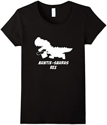 Women's Auntie Saurus Rex Funny Shirts Large Black