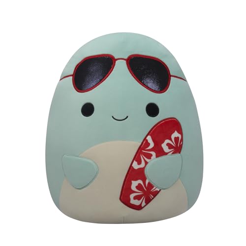 Squishmallows Original 14-Inch Perry Teal Dolphin with Red Surfboard - Official…