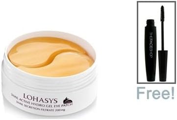 LOHASYS Snail Active Hydro Gel Eye Patch (100g/3.5oz) + Free Gift The Faceshop Mascara