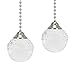 Upgradelights Pair of Brushed Nickel Ceiling Fan Light Pulls Textured Glass Fan Pulls