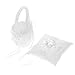 Flower Basket and Ring Pillow Set, Ivory Satin Bowknot Ring Bearer Pillow and Wedding Flower Girl Basket Set (Flower)