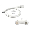 White RV /Mobile Home Shower Faucet with Clear Handles & Includes Hand-Held Shower by WholesalePlumbing