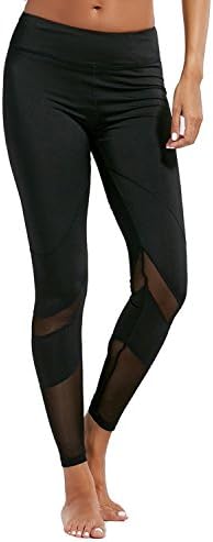 iYoga Women's Yoga Pants Leggings Workout Running Pants with Sleek Contrast Mesh Panels(Gyb041_Black,Large)