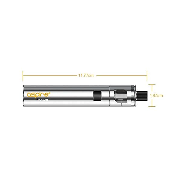 E Cigarette, Aspire Pockex Starter Vape Kit, Pocket AIO All in One ,Top  Airflow, 2ml E-juice TPD Compliant Tank, No E Liquid, Nicotine Free (white) 