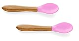 Avanchy Baby Toddler Bamboo Feeding Spoon. Fda Approved, Bpa Free Silicone. A Great Baby Gift Set! 2 Pack, 5.5