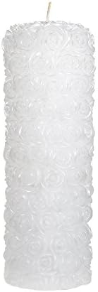 Mega Candles Unscented White Round Rose Pillar Candle, Hand Poured Premium Wax Candles 3 Inch x 9 Inch, Home Décor, Wedding Receptions, Baby Showers, Birthdays, Celebrations, Party Favors & More