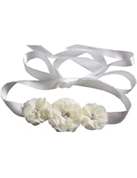 Bridesmaid and Flowergirls sashes wedding sash pearls flowers belts (Ivory)