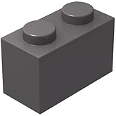 Classic Brick Block Bulk, Dark Gray Bricks 1x2, Building Bricks Flat 100 Piece, Compatible with Lego Parts and Pieces: 1x2 Dark Gray Bricks(Color:Dark Gray)