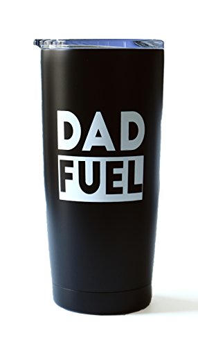 Dad Fuel - 20 oz Stainless Steel Insulated Double Wall Tumbler with Lid (Black and White) - Father's Day, Dad Birthday - Thumbnail 2