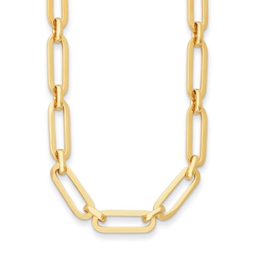 Auriga Fine Jewelry 14K Yellow Gold Polished 10 mm Paperclip Semi-solid Link Chain Necklace 18