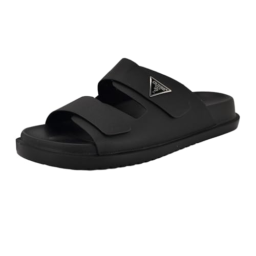 Guess Men's Visel Slide, Black Saffiano Texture 001, 10