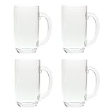 QG 21 Ounces Clear Acrylic Plastic Drinking Beer Mug Set of 4