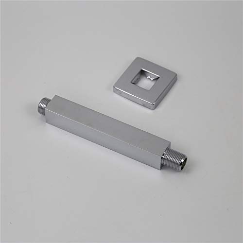 Weirun Bathroom 1/2 NPT All Brass 6-Inch Square Straight Shower Arm with Flange for Fixed Shower Head Ceiling Mount,Chrome