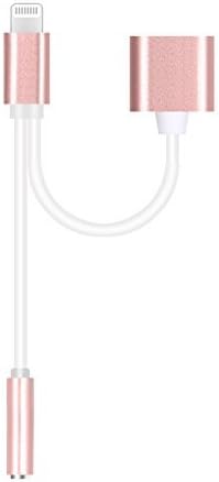 2 in 1 iphone 7/7 Plus adapter, (with Lightning Port Charging + 3.5 mm Port),Listen to Music with Favorite Headphone and Charge Your iPhone7 At the Same time(Rose Gold)