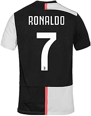 MBLLE Ronaldo #7 Juventus Home 2019/2020 Season Mens Sport T-Shirts Black/White