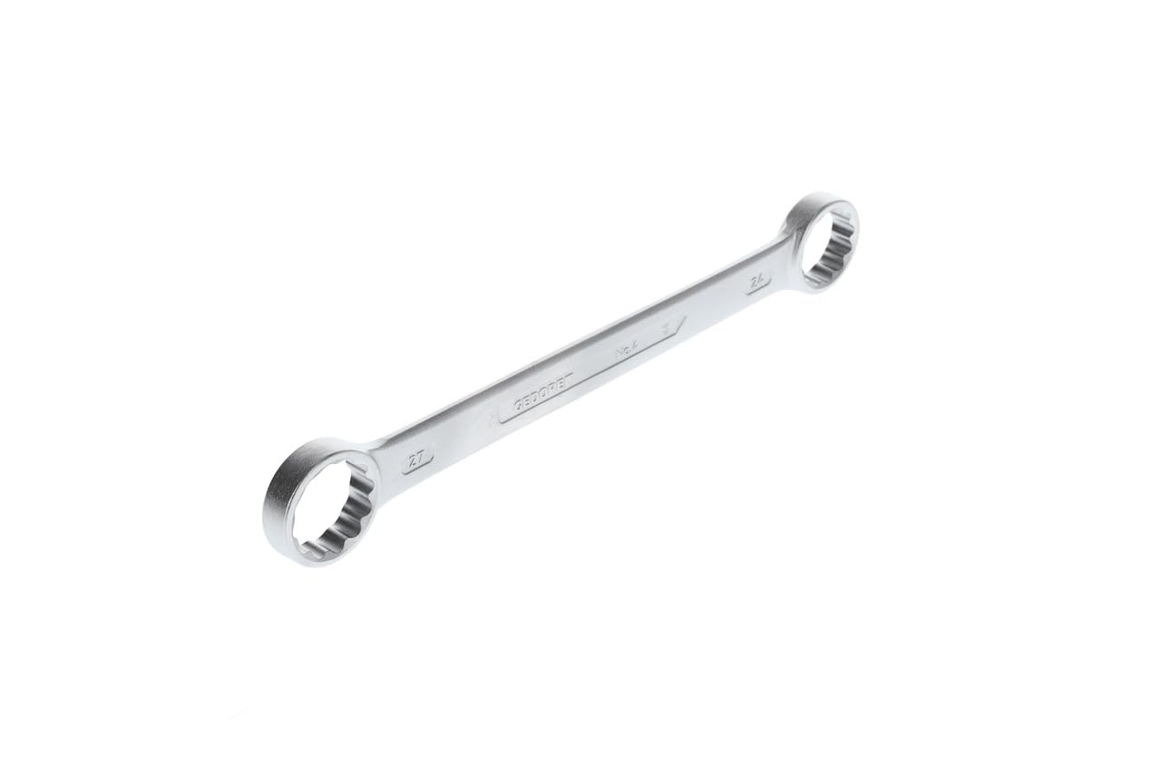 GEDORE Double-ended ring spanner, AF 24+27 mm, Straight, Flat, Slender, Bi-hex, UD profile, Spanner, 4 24X27