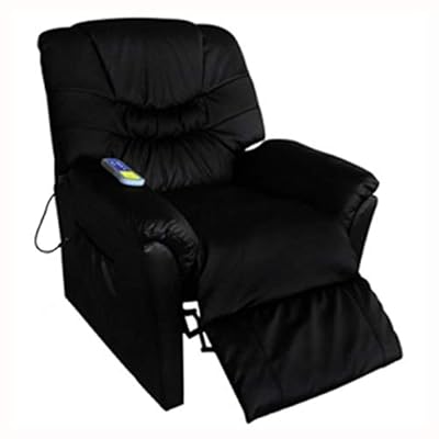 HomyDelight Electric Massaging Chair, Electric Artificial Leather Massage Chair Black