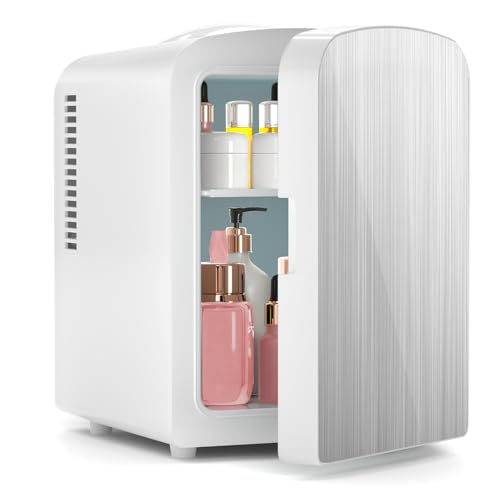 Xbeauty Mini Fridge, 4L Portable Small Refrigerator for Skincare, Cosmetics, Food & Drinks, Compact Refrigerator for Bedroom, Dorm, Car, Office, White