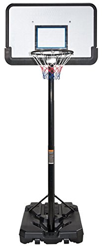 KLB Sport Pro Court Height Adjustable Portable Basketball Hoop System w/Wheels, 43 Inch Backboard (Black & White Backboard)