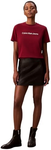 T-shirt de manga curta feminina com logótipo Classic Regular Fit, Vermelho (Magenta Jewel), L