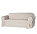 Single Piece Natural Off White Home Decor Slipcover, Relaxed Fit Sofa Cover, Cotton Duck Material Slipcover with Arms, Straight Skirts and Bowties