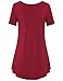 Jazzco Leggings Tunic for Women, Ladies Short Sleeve Button Down Shirts with Pocket Casual Dress Swing Tops(Wine,X-Large)