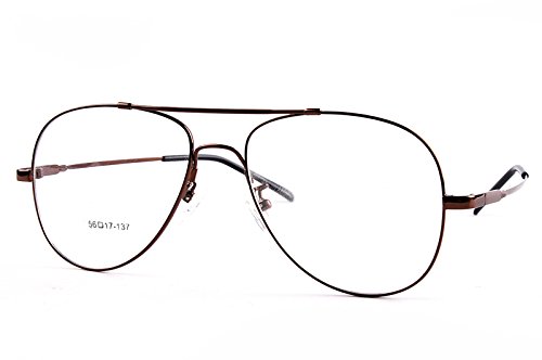 Agstum Large Aviator Full-flex Optical Memory Titanium Eyeglasses Frame 56mm (Coffee)