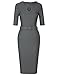MUXXN Women's Collared Solid Short-Sleeve Midi Fitted Dress, Gray, Medium