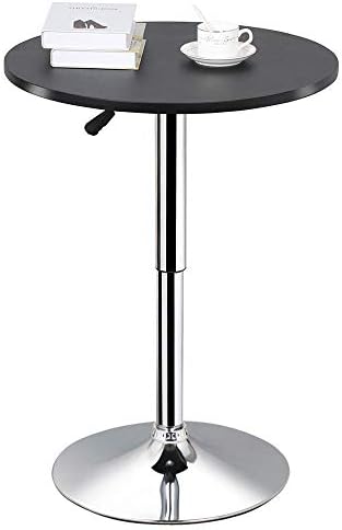 Phasuk MDF & Steel Modern Swivel Round Counter Height Table Adjustable Pub Bistro Bar Cafe Tables Indoor
