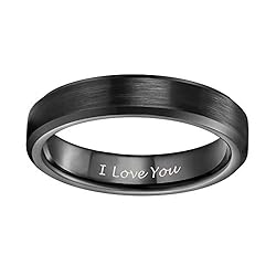 I Love You Rings for Men Women Tungsten Carbide