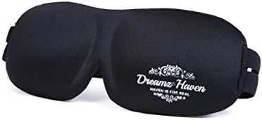Best Sleep, Travel &amp; Meditation Eye Mask, w/Wide &amp; Soft Double Straps, 100% Adjustable, No Eyes &amp; Ears Irritation, Light Blocking, 3D Contoured, Blindfold, Comfortable &amp; Breathable by Dreamz Haven