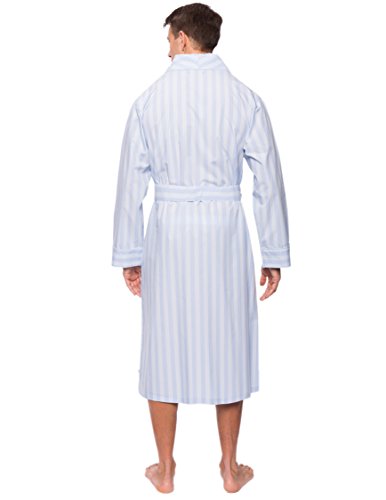 Noble Mount Men's Cotton Robe - Stripes Chambray Blue - L/XL - Thumbnail 2